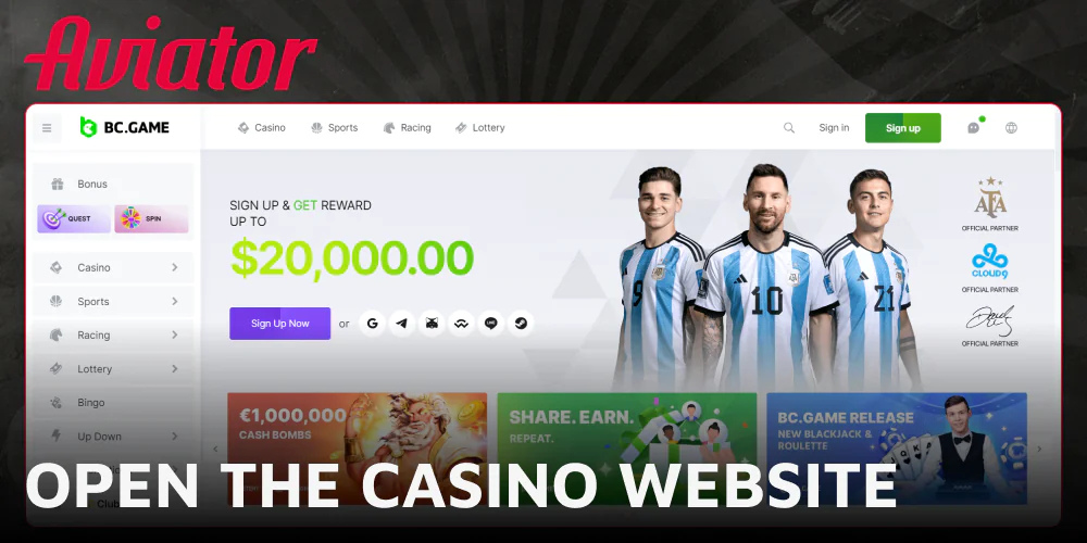 Open the casino website